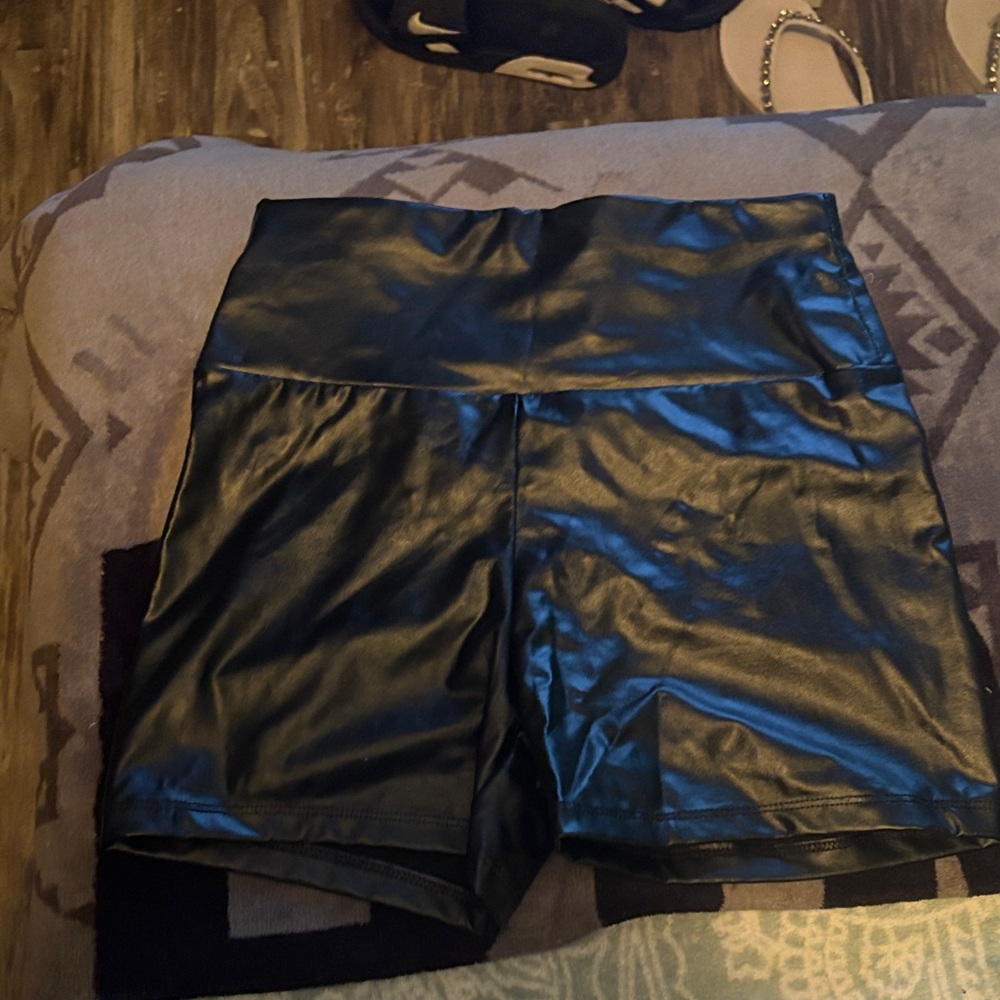 SHEIN High Waist Glossy Black Shorts